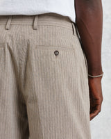 Linton - Natural Chalk Stripe Shorts
