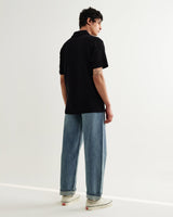 Shore - Black Textured Short-Sleeve Polo Shirt