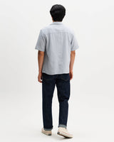 Didcot - Blue Double-Weave Seersucker Short-Sleeve Shirt