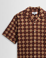Didcot - Rust Tile Print Seersucker Short-Sleeve Shirt