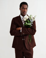 Fintry - Merlot Linen Single-Breasted Blazer