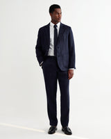 Fintry - Navy Linen Single-Breasted Blazer