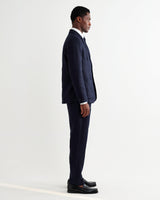 Fintry - Navy Linen Single-Breasted Blazer