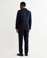 Fintry - Navy Linen Single-Breasted Blazer