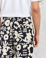 Kurt Trousers Navy/Ecru Spin Jacquard