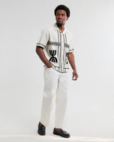 Didcot - Ecru And Black Border Applique Short-Sleeve Shirt