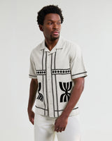 Didcot - Ecru And Black Border Applique Short-Sleeve Shirt