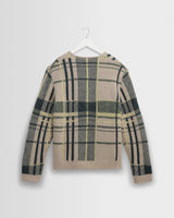 wax london men's Alban - Natural And Green Plaid Check Cardigan