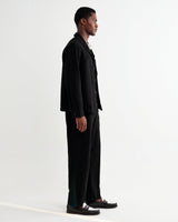 wax london men's Aldred - Black Linen-Cotton Revere Overshirt