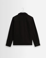 wax london men's Aldred - Black Linen-Cotton Revere Overshirt