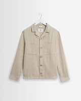 wax london men's Aldred - Natural Linen-Cotton Revere Overshirt