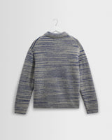 wax london men's Alpha - Grey And Blue Space Dye Zip Polo