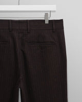 wax london men's Aston - Dark Brown Wool Pinstripe Trousers
