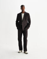 wax london men's Aston - Dark Brown Wool Pinstripe Trousers