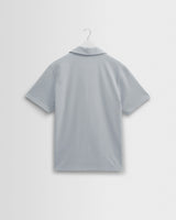 wax london men's Atwood - Blue Textured Organic Cotton Polo Shirt
