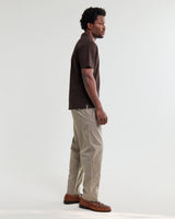 wax london men's Atwood - Dark Brown Textured Organic Cotton Polo Shirt