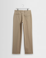 wax london men's Aubyn - Beige Cotton Tencel Twill Loose Fit Trousers
