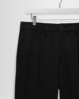 wax london men's Aubyn - Black Cotton Tencel Twill Loose Fit Trousers