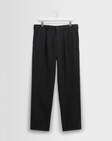 wax london men's Aubyn - Charcoal Wool Blend Twill Pleated Trousers