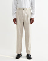 wax london men's Aubyn - Natural Linen Loose Fit Trousers