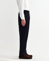 wax london men's Aubyn - Navy Linen Loose Fit Trousers