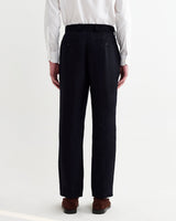 wax london men's Aubyn - Navy Linen Loose Fit Trousers
