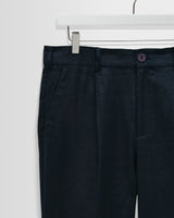 wax london men's Aubyn - Navy Linen Loose Fit Trousers