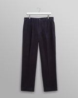 wax london men's Aubyn - Navy Soft Corduroy Pleated Trousers