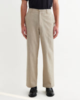 wax london men's Bayham - Natural Linen-Cotton Relaxed Fit Trousers