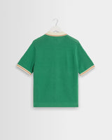 wax london men's Belle - Green Tipped Pointelle Polo Shirt