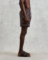 wax london men's Brockwell - Black Geometric Logo Swim Shorts