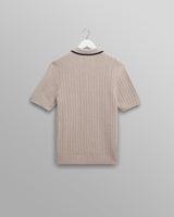 wax london men's Bury - Natural Melange Stripe Zip Polo