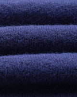 wax london men's Carter - Blue Open Collar Fluffy Wool Knit Polo