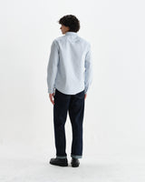 wax london men's Caspian - White And Blue Stripe Cotton Oxford Shirt