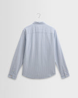 wax london men's Caspian - White And Blue Stripe Cotton Oxford Shirt
