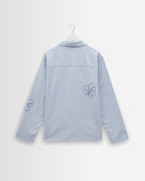 wax london men's Corey - Blue Cross Stitch Doodle Cotton-Linen Shirt