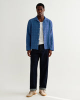 wax london men's Corey - Blue Dobby Check Cotton Shirt