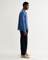 wax london men's Corey - Blue Dobby Check Cotton Shirt