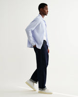wax london men's Corey - Bright Blue Cotton Twisted Stripe Shirt