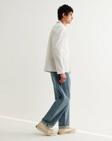 wax london men's Corey - Ecru Pintuck Border Cotton-Linen Shirt