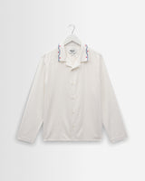 wax london men's Corey - Ecru Pintuck Border Cotton-Linen Shirt