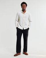 wax london men's Corey - Off White Dobby Check Cotton Shirt