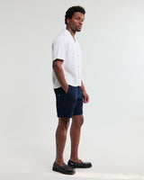wax london men's Curzon - Off White Lyocell Twill Short-Sleeve Shirt