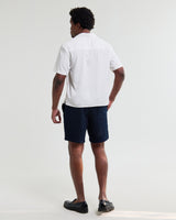 wax london men's Curzon - Off White Lyocell Twill Short-Sleeve Shirt
