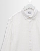 wax london men's Dartford - White Dobby Stripe Organic Cotton Shirt