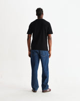 wax london men's Dean - Black Textured Organic Cotton T-Shirt