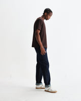 wax london men's Dean - Dark Brown Textured Organic Cotton T-Shirt