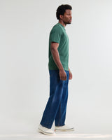 wax london men's Dean - Dark Green Textured Organic Cotton T-Shirt
