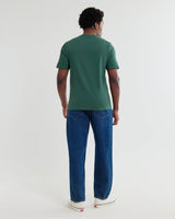 wax london men's Dean - Dark Green Textured Organic Cotton T-Shirt