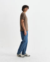 wax london men's Dean - Dusty Brown Textured Organic Cotton T-Shirt